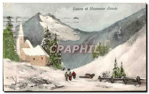 Bonne et Heureuse Annee - Winter Scene - Ansichtskarte AK