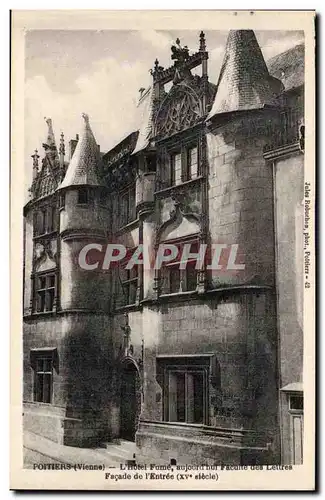 Poitiers - L&#39 Hotel Fome aujourd&#39hui faculte des lettres Facade de l&#39entree - Cartes postales