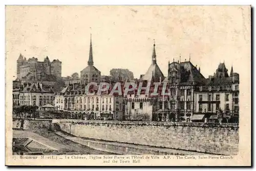 Saumur - Le Chateau l&#39Eglise Saint Pierre et L&#39Hotel de Ville - Cartes postales