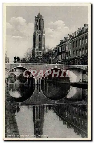 Utrecht Oudegracht met Domtoren - Ansichtskarte AK