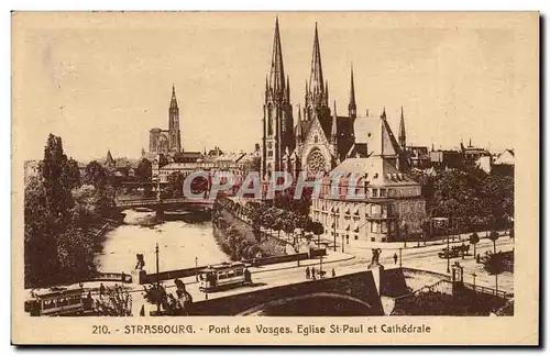 strasbourg - Pont les Vosges Eglise St Paul et Cathedrale Ansichtskarte AK