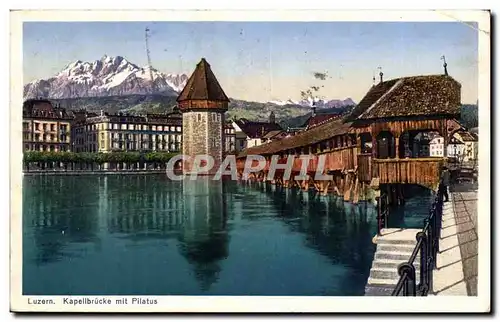 Suisse - Luzern - Kapelbruecke mit Pilatus- Cartes postales
