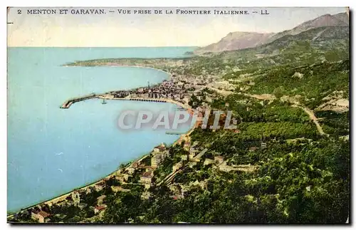 Menton et Garavan - Vue Prise de la Frontiere Italienne- Cartes postales