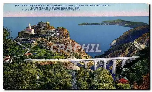 Eze - et le Cap Ferrat Vue prise de la Grande Corniche- Cartes postales