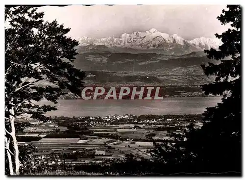 Le Lac Leman et le Mont Blanc vus du Col de la Faucille Ansichtskarte AK