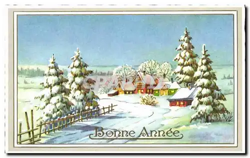 Fantaisie - Bonnee Annee - Sous la Neige - Winter Scene - Ansichtskarte AK