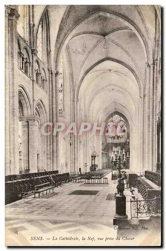 sens - la Cathedrale La Nef vue prise du Choeur - Ansichtskarte AK