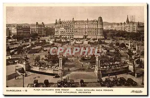 Espana - Espagna - Spain - Placa cataluna Vers Poneny Plaza Cataluna hacia Poniente - Ansichtskarte AK