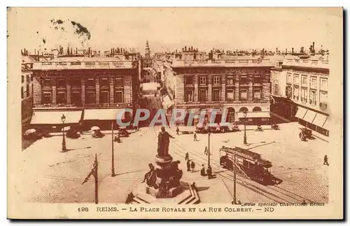 Reims - La Place Royal et La Rue Colbert - tramway - Ansichtskarte AK