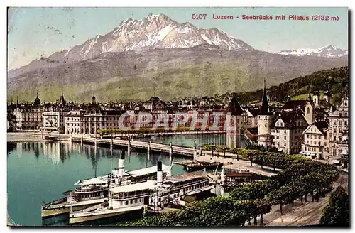 Lucerne - Luzern - Suisse - Seebruecke mit Pilatus 2132m - Cartes postales