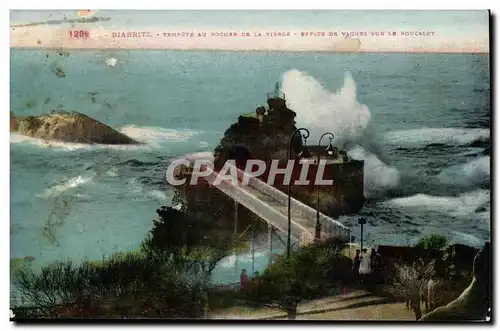 Biarritz - Tempete au Rocher de la Vierge Cartes postales