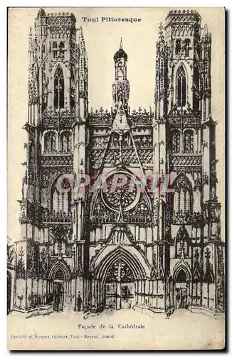 Toul - facade de la cathedrale - Ansichtskarte AK