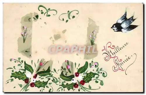 Fetes - Meileure Annee - oiseau - little sparrow - Cartes postales