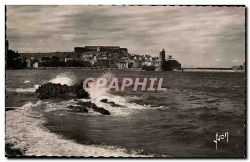 Collioure Moderne Karte Le port le fort de Miradoux et l&#39eglise