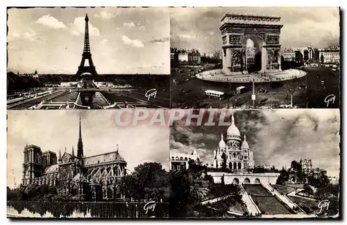 Paris Ansichtskarte AK Tour Eiffel Notre Dame Montmartre