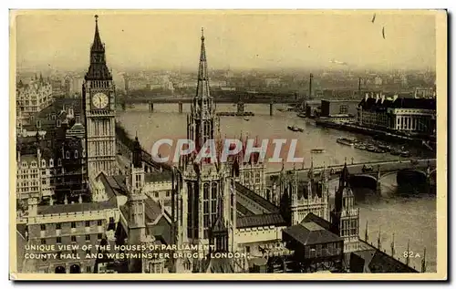 Grande Bretagne Londres London Ansichtskarte AK Unique view of the houses of Parliament County hall