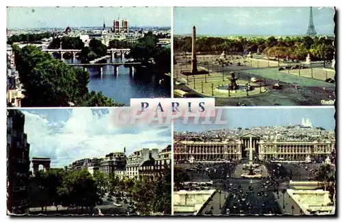 Paris Moderne Karte La Seine et les ponts La concorde et la Tour Eiffel Champs Elysees