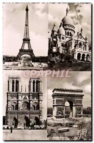 Paris Cartes postales moderne tour Eiffel sacre Coeur Montmarte Notre DAme Arc de TRiomphe