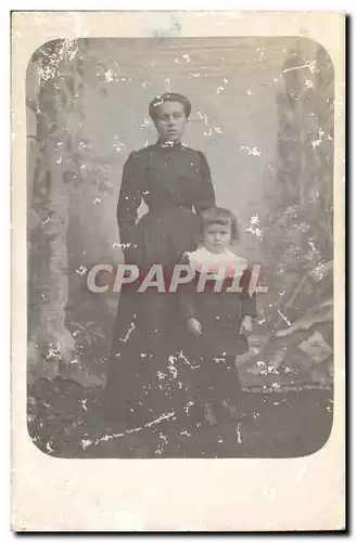 Carte photo Femme et enfant