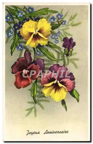 Cartes postales Fantaisie Joyeux anniversaire Fleurs