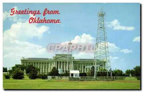 Etats Unis Moderne Karte Greetings from Oklahoma (petrole oil)