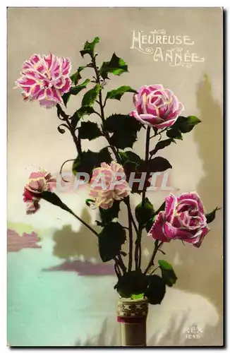 Cartes postales Fantaisie Fleurs Heureuse annee