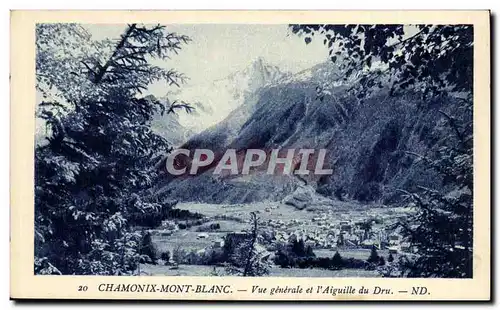 Chamonix Mont Blanc Ansichtskarte AK Vue generale et l&#39aiguille du Dru