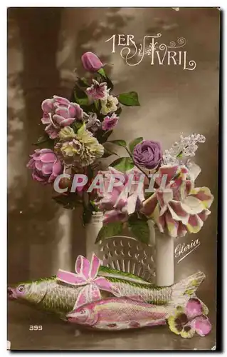 Cartes postales Fantaisie 1er Avril Paques Poisson EAster