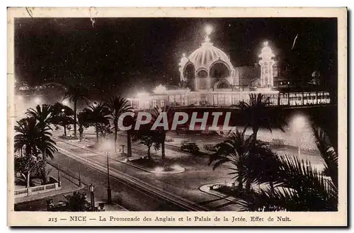 Nice Cartes postales La promenade des anglais et le palais de la Jetee Effet de nuit