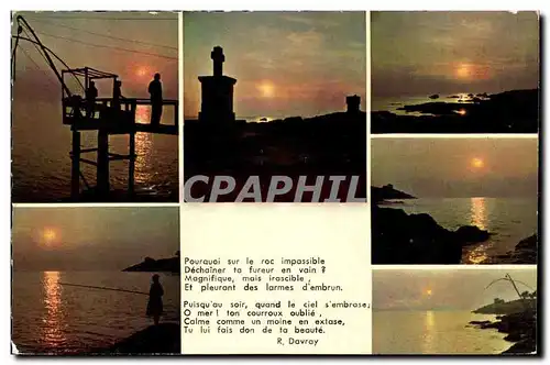 Cartes postales moderne Bord de mer Coucher de soleil sur la cote