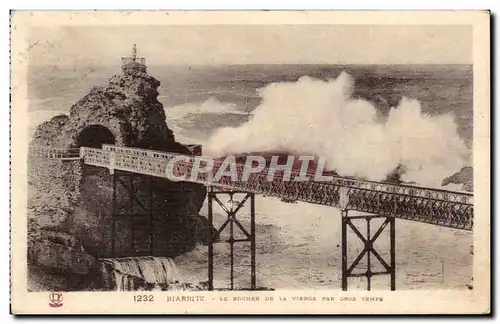 Biarritz Ansichtskarte AK Le rocher de la vierge par gros temps