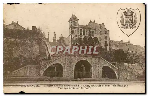 Nantes Cartes postales Escalier des cent marches de Ste Anne construit en granit de Bretagne Vue splendide sur l