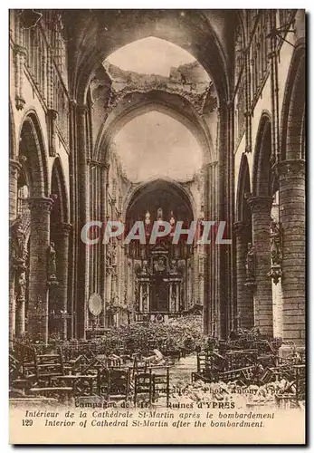 Belgique Belgie Ypres Ansichtskarte AK Ruines de la cathedrale St Martin apres le bombardement