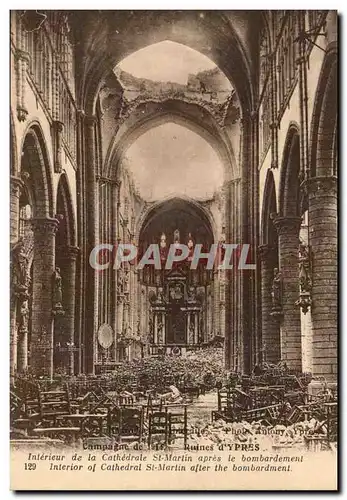 Belgique Belgie Ypres Cartes postales Ruines de la cathedrale St Martin apres le bombardement