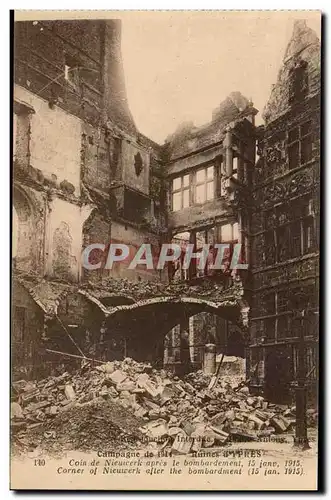 Belgique Belgie Ypres Ansichtskarte AK CAmpagne de 1914 Coin de Nieuerk apres le bombardement 15 janvier 1915