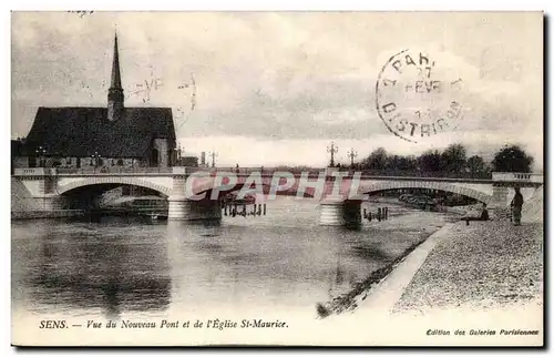 Sens Cartes postales Vue du nouveau pont et de l'eglise St Maurice