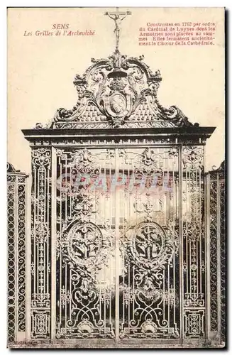 Sens Cartes postales Les grilles de l'archeveche