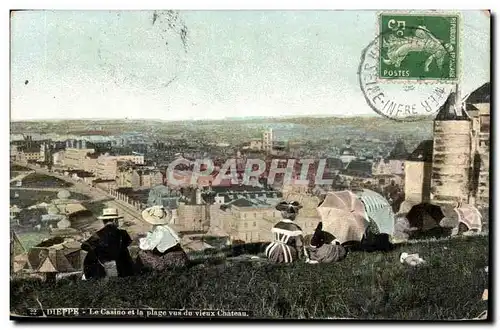 Dieppe Ansichtskarte AK Le casino et la plage vus du vieux chateau