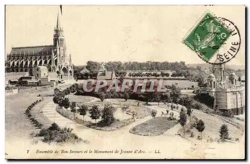 Ensemble de Bon SEcours et le monument de Jeanne d&#39arc Cartes postales