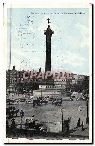 Paris la nuit Cartes postales place de la Bastille et colonne Juillet