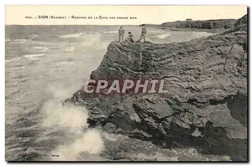 Sion Cartes postales Rochers de la Cote par grosse mer