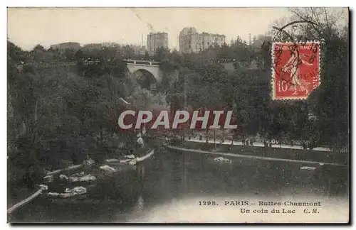 Paris Cartes postales Buttes Chaumont Un coin du lac