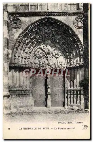 Sens Cartes postales La cathedrale Le porche central (carte Oeuvre des pupilles de l'ecole publique Orphelins