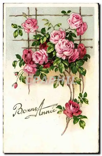 Cartes postales FAntaisie Bonne annee Fleurs