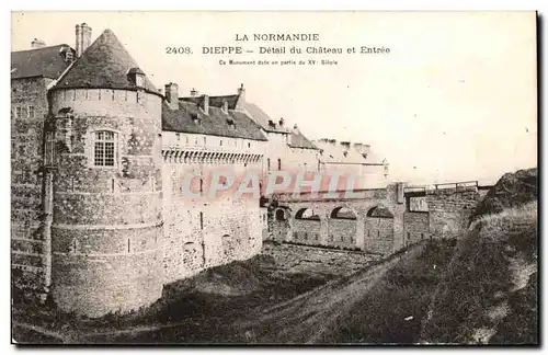 Dieppe Cartes postales Detail du chateau et entree