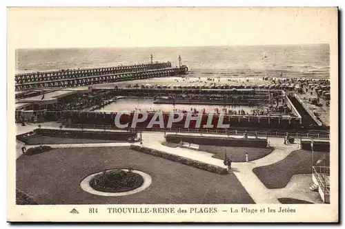 trouville reine des plages Cartes postales La plage et les jetees (piscine)