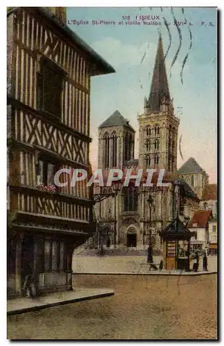 Ansichtskarte AK Lisieux L&#39eglise St Pierre et vieille maison du 15eme