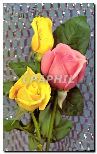 Ansichtskarte AK Fantaisie Bonne fete Fleurs Roses