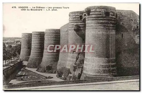 Angers Cartes postales Le chateau Les grosses tours cote du boulevard