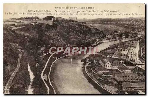 Besancon - Vue Generale prise des Grottes Leonard Le Doubs Les Soleries De Chardonnet la Citadelle -